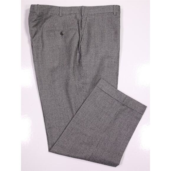 Hickey-Freeman Current Black/White Houndstooth Wool Fleece Dress Pants 38x27 - Picture 1 of 6